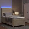 vidaXL LED Boxspringbett mit Matratze Creme 80 x 200 cm Stoff