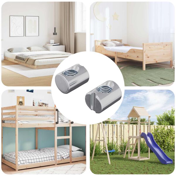 vidaXL Zylindermuttern 2 pcs Silber M6 x 13 mm Metall