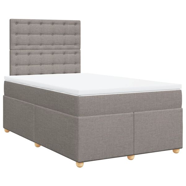 vidaXL Boxspringbett mit Matratze Taupe 120x200 cm Stoff