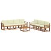 vidaXL Outdoor-Sofagarnitur 9 pcs Natur und Creme Massivholz Akazie