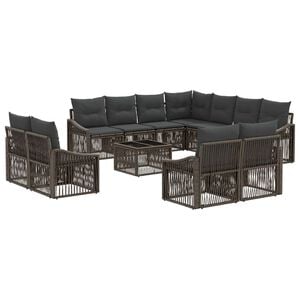 vidaXL Gartensofa-set 12 stk. Grau Poly-Rattan