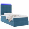 vidaXL Bett mit Stauraum und LED mit LED Dunkelblau 100 x 200 cm Samt