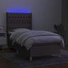 vidaXL Boxspringbett mit Matratze & LED Taupe 90x200 cm Stoff