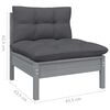 vidaXL 6-tlg. Garten-Lounge-Set mit Kissen Grau Kiefer Massivholz