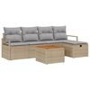 vidaXL Garten-Sofa-Set mit Kissen mit Speicher 6 pcs Beige Poly Rattan