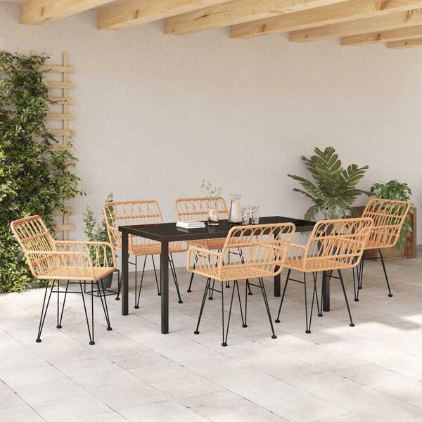 vidaXL Garten Essgruppe 7 pcs Braun Pulverbeschichteter Stahl