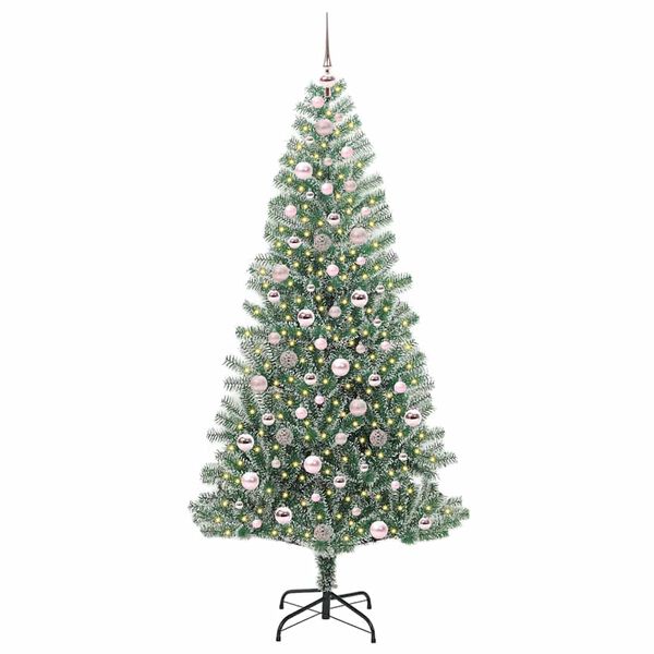 vidaXL K&uuml;nstlicher Weihnachtsbaum beschneit mit LED Licht 210 cm