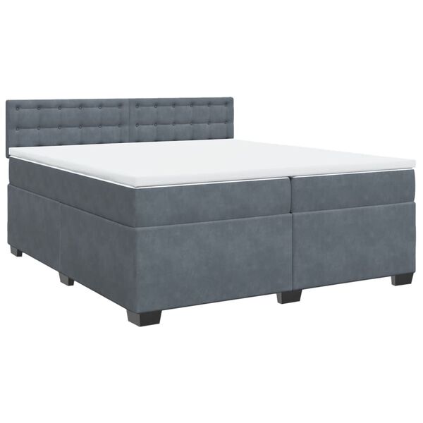vidaXL Boxspringbett mit Matratze Dunkelgrau 200x200 cm Samt