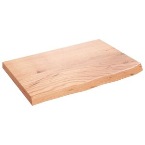 vidaXL Tischplatte Hellbraun 60x40x(2-4) cm Massivholz Eiche Behandelt