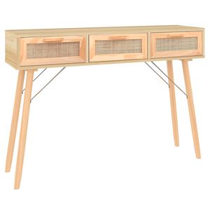 vidaXL Konsolentisch Braun 105x30x75 cm Massivholz Kiefer Natur-Rattan