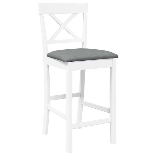 vidaXL Barhocker mit Kissen 2 Stk. Weiß Massivholz Gummibaum