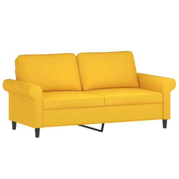 vidaXL 2-Sitzer-Sofa mit Kissen Hellgelb 140 cm Stoff