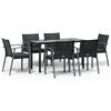 vidaXL 7-tlg. Garten-Essgruppe mit Kissen Poly Rattan und Stahl