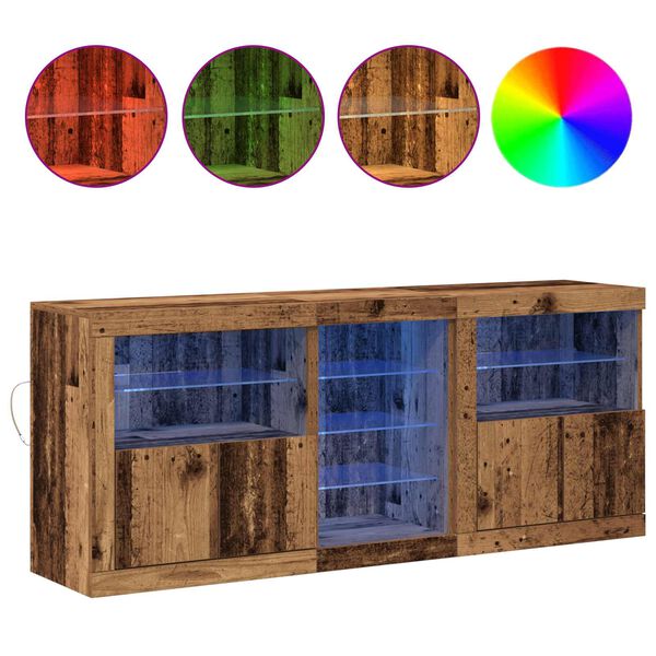 vidaXL LED-Sideboard Altholz 162 x 37 x 67 cm Holzwerkstoff