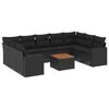 vidaXL 10-tlg. Garten-Sofagarnitur mit Kissen Schwarz Poly Rattan