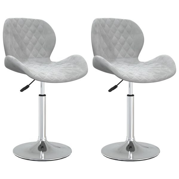 vidaXL Esszimmerst&uuml;hle 2 Stk. Drehbar Hellgrau Samt