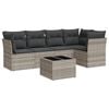 vidaXL 6-tlg. Garten-Sofagarnitur mit Kissen Hellgrau Poly Rattan