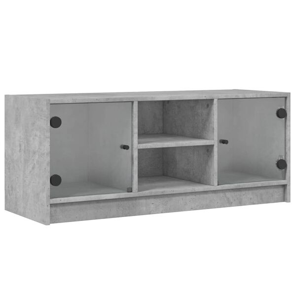 vidaXL TV-Schrank mit Glastüren Betongrau 102x37x42 cm