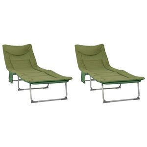 vidaXL Klappbare Sonnenliege mit Kissen 2 pcs Dunkelgr&uuml;n