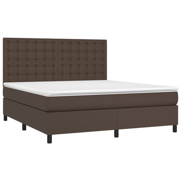 vidaXL Boxspringbett mit Matratze Braun 180x200 cm Kunstleder
