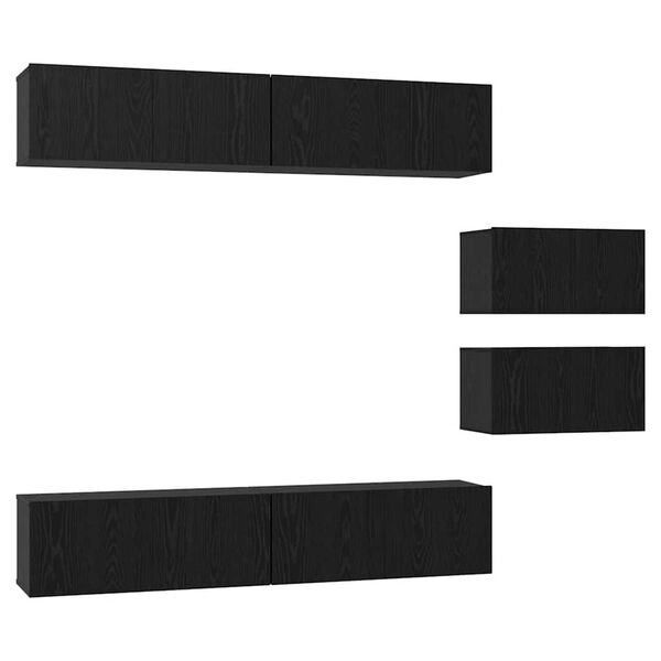 vidaXL TV-Schrankset 6 pcs Schwarz Eichen-Optik Holzwerkstoff