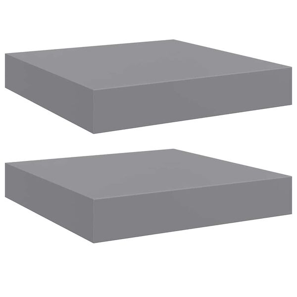 vidaXL Schweberegale 2 Stk. Grau 23x23,5x3,8 cm MDF