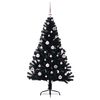 vidaXL K&uuml;nstlicher vorbeleuchteter Weihnachtsbaum Schwarz 150 cm PVC