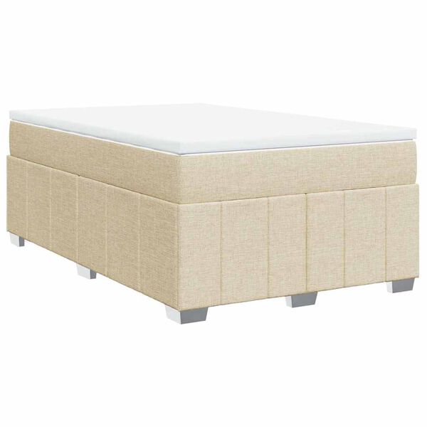 vidaXL Boxspringbett mit Matratze Creme 120x200 cm Stoff