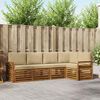 vidaXL Ecksofa Set mit Kissen 5 pcs Natur und Beige Massivholz Akazie