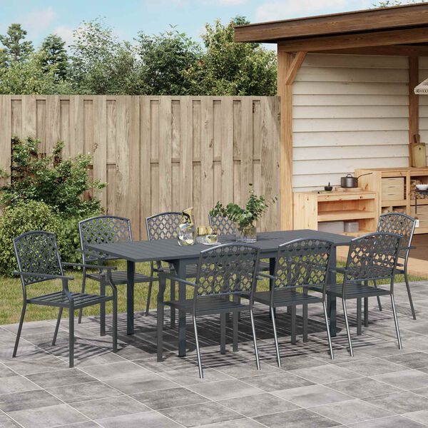 vidaXL Garten Essgruppe 9 pcs Anthrazit Stahl