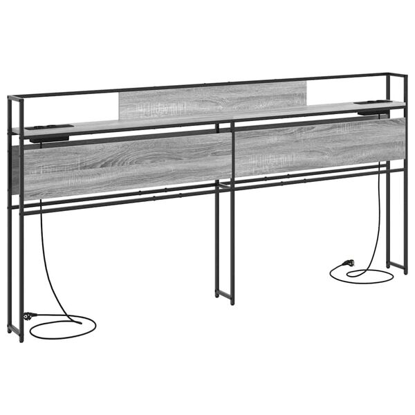 vidaXL Stauraum-Kopfteil mit Regal Grau Sonoma 180 cm Holzwerkstoff