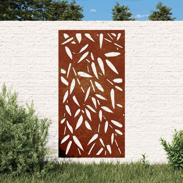 vidaXL Garten-Wanddeko 105x55 cm Cortenstahl Bambusblatt-Design