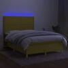 vidaXL Boxspringbett mit Matratze & LED Gr&uuml;n 140x200 cm Stoff