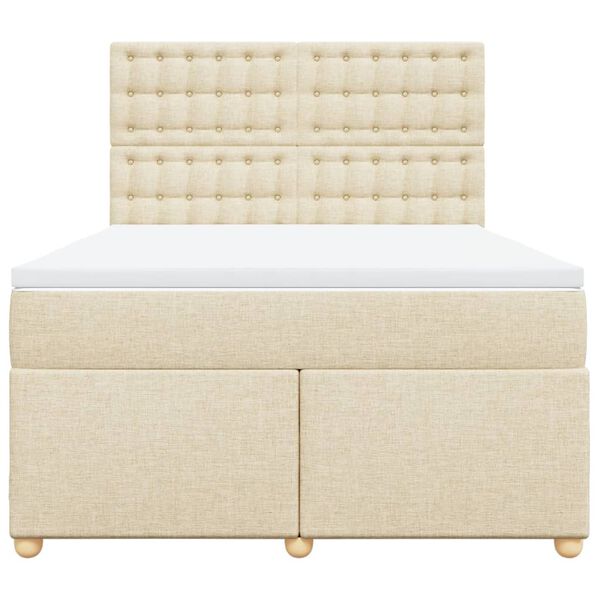 vidaXL Boxspringbett mit Matratze Creme 160x200 cm Stoff