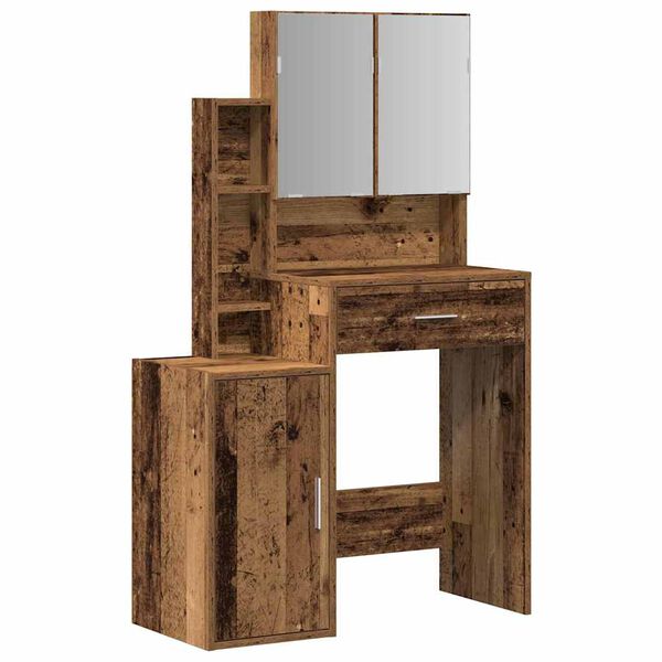 vidaXL Schminktisch mit Regal Altholz 80 x 35 x 132 cm Holzwerkstoff