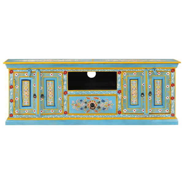 vidaXL TV-Schrank Blau 110x30x40 cm Massivholz Mango
