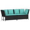 vidaXL Gartensofa mit Kissen Schwarz Poly Rattan