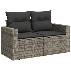vidaXL Gartensofa 2-Sitzer mit Kissen Grau Poly Rattan