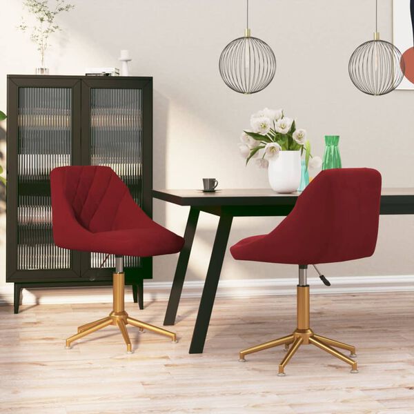vidaXL Esszimmerst&uuml;hle 2 Stk. Drehbar Weinrot Samt
