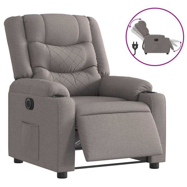 vidaXL Relaxsessel Elektrisch Taupe Stoff