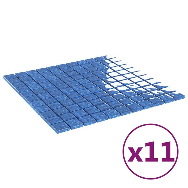 vidaXL Mosaikfliesen 11 Stk. Blau 30x30 cm Glas