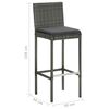 vidaXL Garten-Barhocker mit Kissen 2 Stk. Grau Poly Rattan