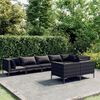 vidaXL 8-tlg. Garten-Lounge-Set mit Kissen Poly Rattan Dunkelgrau