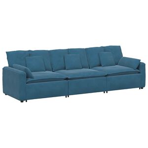 vidaXL Modulares Sofa mit Kissen Blau