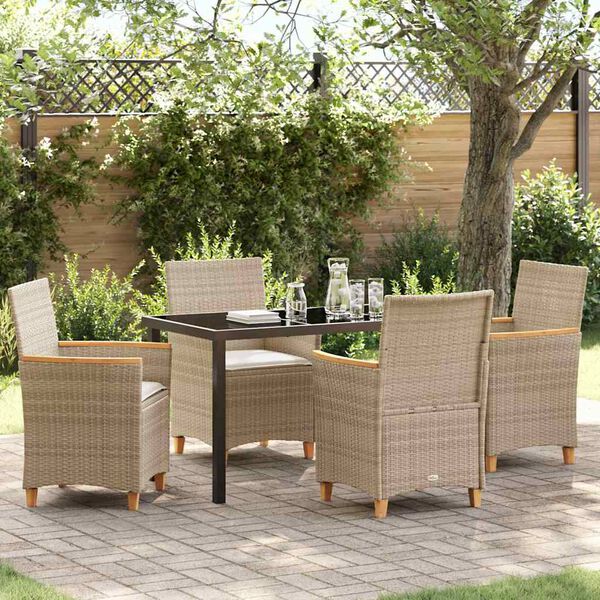 vidaXL Garten Essgruppe 5 pcs Beige Poly-Rattan