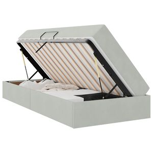 vidaXL Aufbewahrungsbett mit Matratze Hellgrau 100 x 200 cm Samt