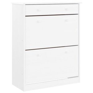 vidaXL Schuhschrank ALTA Wei&szlig; 77x35x96 cm Massivholz Kiefer