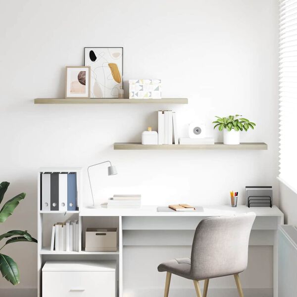 vidaXL Schwebende Wandregale 2 Stk. Eichefarben 120x23,5x3,8 cm MDF