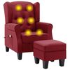 vidaXL Massagesessel mit Hocker Weinrot Stoff