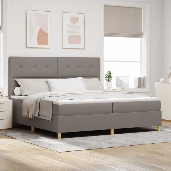 vidaXL LED Boxspringbett mit Matratze Taupe 200 x 200 cm Stoff